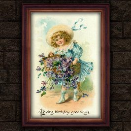 Zoete Vintage 1908 Bloem Meisje Verjaardag Poster