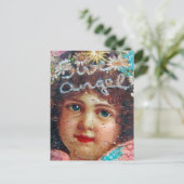 Zoete Vintage Engel Collage Briefkaart (Staand voorkant)