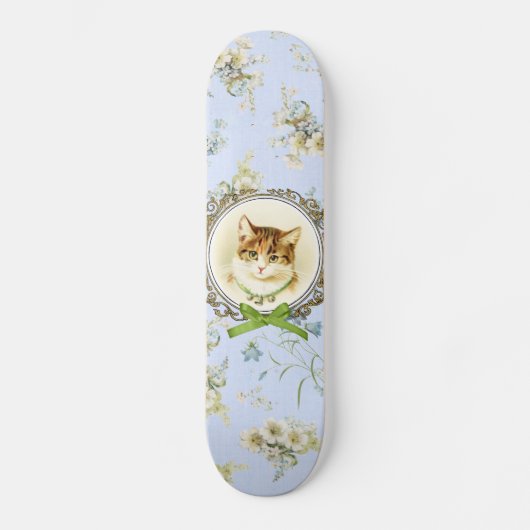 Zoete vintage kat portret persoonlijk skateboard (Voorkant)