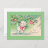 Zoete vintage kerst Kittens Feestdagenkaart (Voorkant / Achterkant)