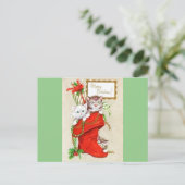 Zoete vintage kerst Kittens Feestdagenkaart (Staand voorkant)