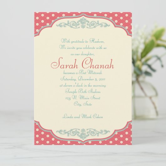 Zoete Vintage Uitnodiging (Staand voorkant)