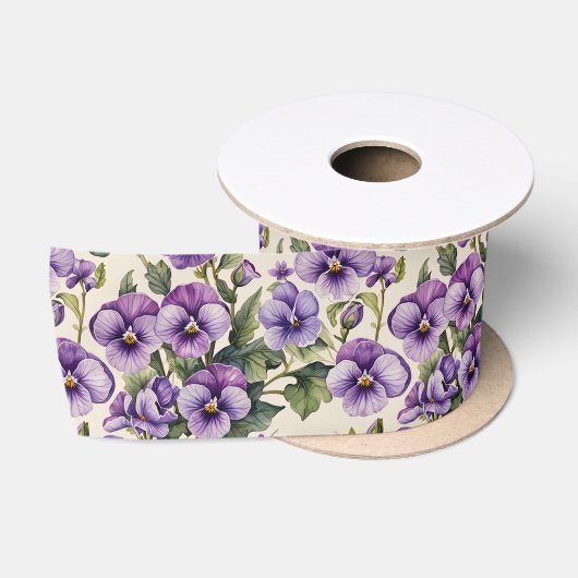 Zoete Viooltjes Bloemen Satijnen Lint (Spoel)
