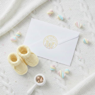 Zoete Vlinder Gele Marshmallow Baby Shower Ronde Sticker