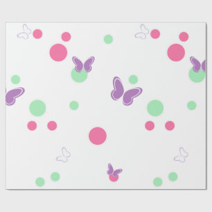 zoete vlinders en polka stippen cadeaupapier