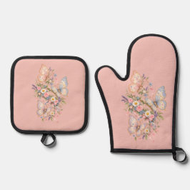 Zoete Vlindertuin Ontwerp voor Magisch  Ovenwant & Pannenlap Set