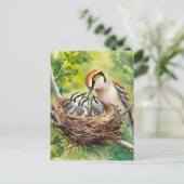 Zoete vogel nest schildering briefkaart (Staand voorkant)