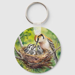 Zoete vogel nest schildering sleutelhanger