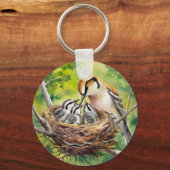 Zoete vogel nest schildering sleutelhanger (Achterkant)
