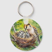 Zoete vogel nest schildering sleutelhanger (Achterkant)