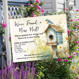 Zoete Vogelhuis Nieuwe Huis Aankondiging Briefkaar