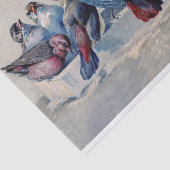 Zoete vogels met blauwe en rode veren waterverf tissuepapier (Detail)