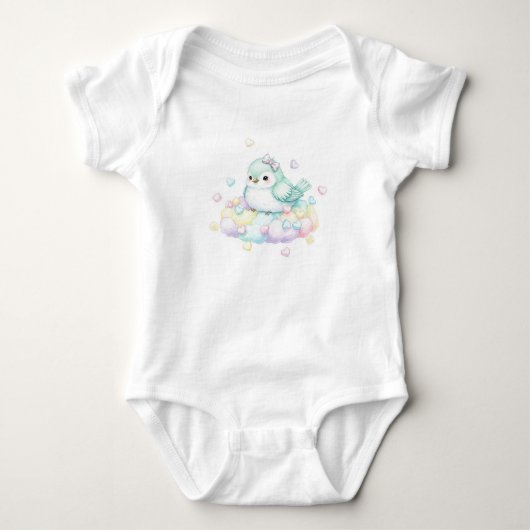 Zoete vogels. Mint Marshmallow beroemd gemaakt doo Romper (Voorkant)
