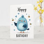 Zoete Vogeltje Verjaardagskaart Kaart (Gele Bloem)