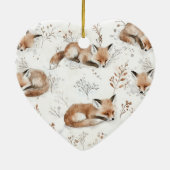 Zoete Vos Gouden Lint Kerstmis Keramisch Ornament (Achterkant)