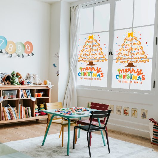 Zoete Vrolijke Kerstboom Vakantie Decoratie Raamsticker