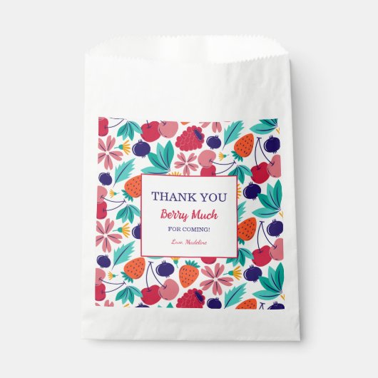 Zoete vruchten Dank u Berry Veel Baby shower Bedankzakje (Voorkant)