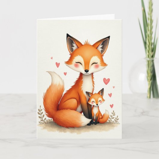 Zoete Vulpine Moederdagkaart Kaart (Voorkant)