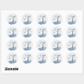 Zoete walvis in het Zee met naam Ronde Sticker (Vel)