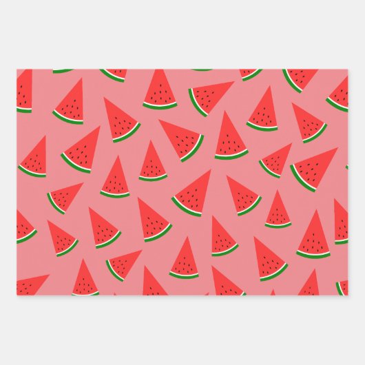 Zoete Watermeloen Slice Pattern Roze Inpakpapier Vel (Voorkant)