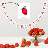 Zoete Waterverf aardbeien Happy Birthday Vlaggetjes