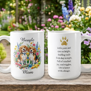 Zoete Waterverf Beagles in Bloemen Persoonlijk Koffiemok