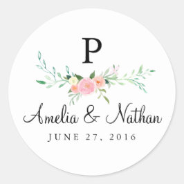 Zoete Waterverf Bloemen Roze Bruiloft Sticker