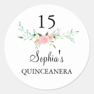 Zoete Waterverf Bloemen Roze Quinceanera Sticker