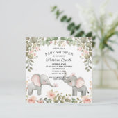 Zoete Waterverf Bloemenolifant Baby shower Kaart (Staand voorkant)