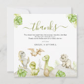 Zoete Waterverf Dinosaurus Baby shower Bedankkaart (Voorkant)
