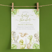 Zoete Waterverf Dinosaurus Baby shower Kaart