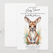 Zoete Waterverf Kangoeroe Baby shower Invitation Kaart (Voorkant / Achterkant)