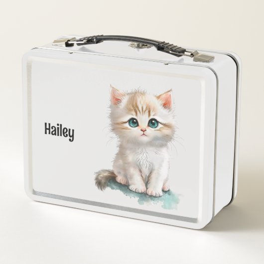 Zoete Waterverf kitten met blauwe ogen (Achterkant)