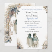 Zoete Waterverf pinguïns Unieke bruiloft Kaart (Voorkant / Achterkant)