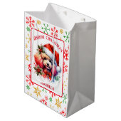 Zoete Waterverf Poedel in Santa Hat Medium Cadeauzakje (Voorkant Gekanteld)