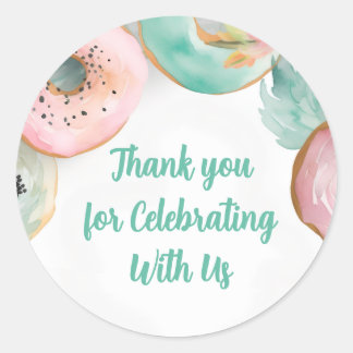 Zoete Waterverf Roze Donut Sticker