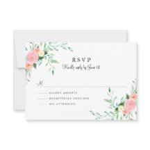 Zoete waterverf roze perzik trouw-RSVP