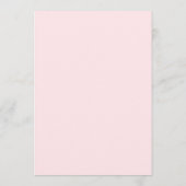Zoete waterverf roze perzik trouwdiner menu (Achterkant)