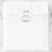 Zoete waterverf roze perzik trouwsticker ronde sticker (Tas)