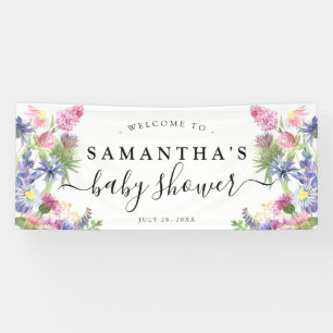 Zoete Waterverf Wildbloem Baby shower Banner