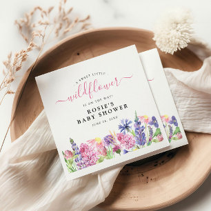Zoete Waterverf Wildbloem Baby shower Servet