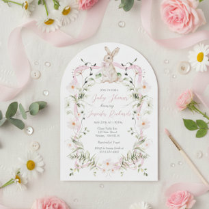 Zoete Weide Konijn Wilde Bloem Lint Baby Shower Kaart