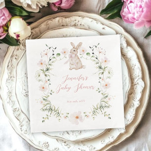 Zoete Weide Konijn & Wilde Bloemen Baby Shower Servet