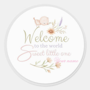 Zoete Welkom Baby Sticker / Label