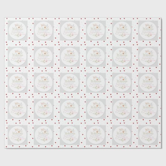 Zoete Welkom Baby Sticker / Label Cadeaupapier (Vlak)