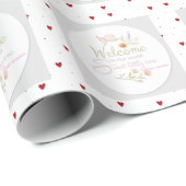 Zoete Welkom Baby Sticker / Label Cadeaupapier (Rol Hoek)