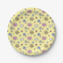 Zoete Whimsical Bloem Gele Meisjes Baby Shower Papieren Bordje