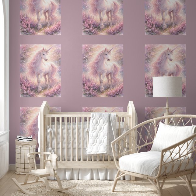 Zoete Whimsical pastel Eenhoorn Behang (Kinderen)