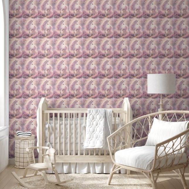 Zoete Whimsical pastel Eenhoorn Behang (Kinderen)