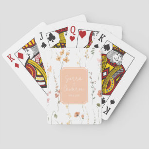 Zoete Wildbloem Patroon Bruiloft Perzik ID1023 Pokerkaarten